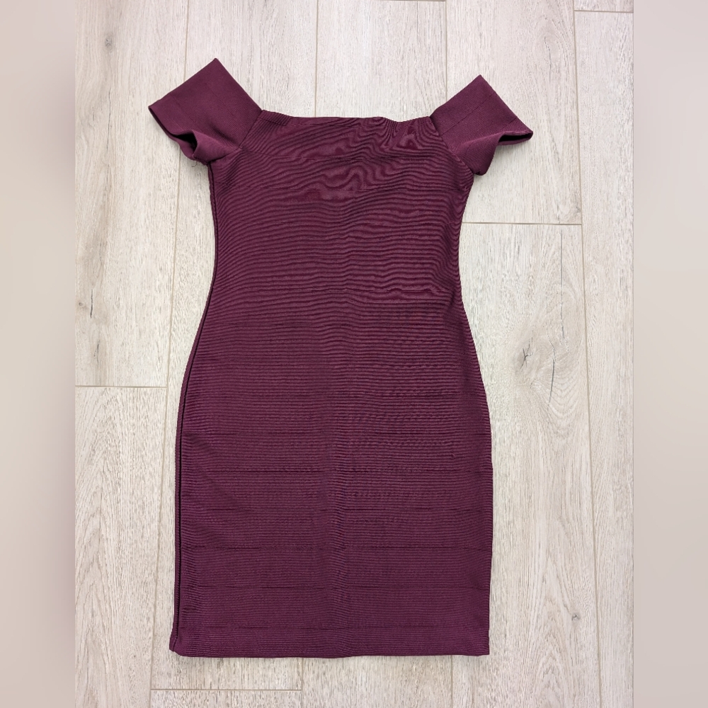 Forever 21 off-the-shoulder mauve/burgundy bandage dress